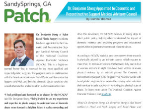 A magazine article announcing Dr. Benjamin Stong's appointment to a medical advisory council, with his portrait and text explaining his new role and professional background.