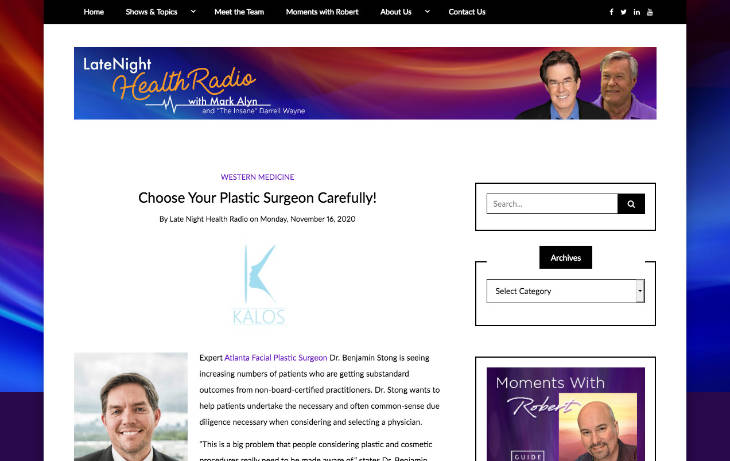 Screenshot of an article titled: Choose Your Plastic Surgeon Carefully