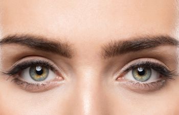 Woman's eyes with beautiful thick eyebrows.