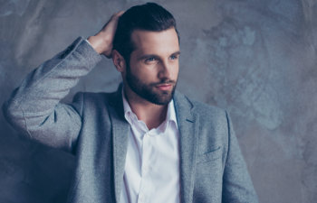 handsome brunette with thick shiny hair